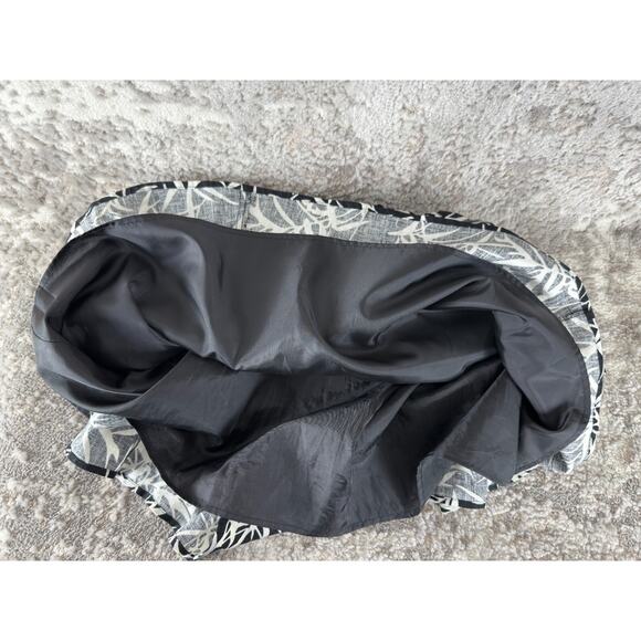 Liz Claiborne Sz 8 Linen Tropical Midi Shift Dress Black White Sleeveless Lined - Picture 8 of 11